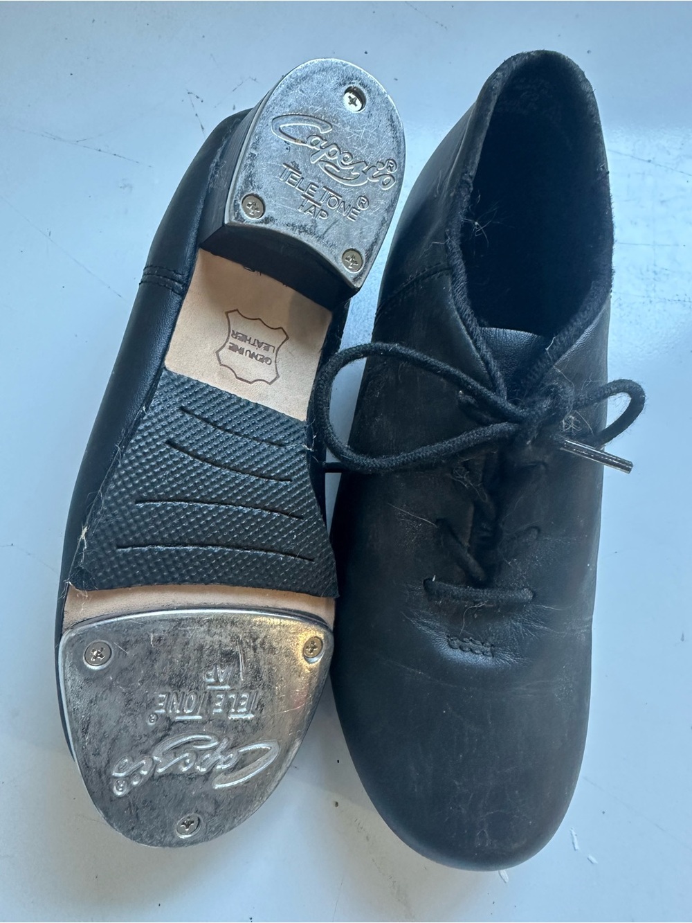 Capezio Black Lace-Up Tap Shoes with Metal Taps